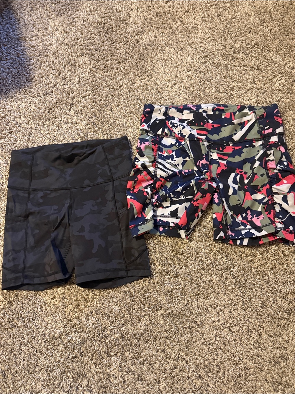 Woman’s Lululemon Performance Athletic Shorts- Black & Multicolor Camo